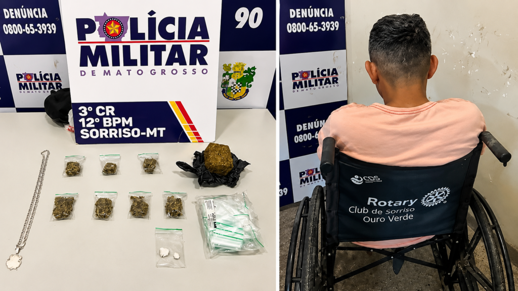 Cadeirante tenta fugir da PM em motoneta e é preso com drogas em Sorriso