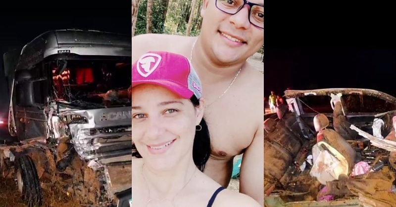 Empresária grávida e marido morrem em acidente com carreta na MT-249, em Diamantino